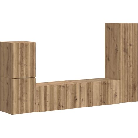 TV-Schrankset Wandmontiert 4 pcs Artisan-Eiche Holzwerkstoff vidaXL