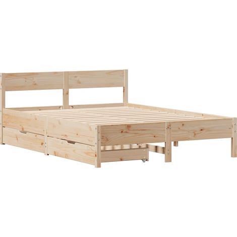 vidaXL Cadre de lit sans matelas 135x190 cm bois de pin massif (1/5)
