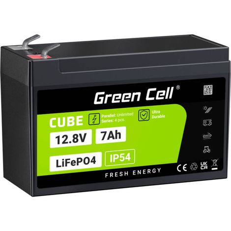 Green Cell CUBE LiFePO4 Pile rechargeable spéciale pile carrée LiFePo fiche plate Li-Ion 12.8 V 7 Ah 1 pc(s) (1/3)