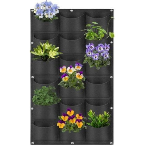 18 borse per vasi da parete, borse per vasi da appendere, borse per vasi da interno ed esterno, giardinaggio, vaso verticale, decorazione da parete, nero -Crezuo