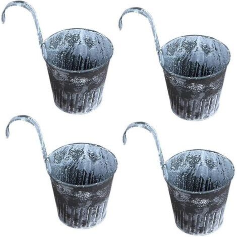 4pc Crochet de déchargement pour Pots de Fleurs de Jardin Suspendus en métal pour décoration de Bureau Pots de Fleurs à Suspendre en Fer Style Vintage avec Crochets Anses Seau de (1/5)