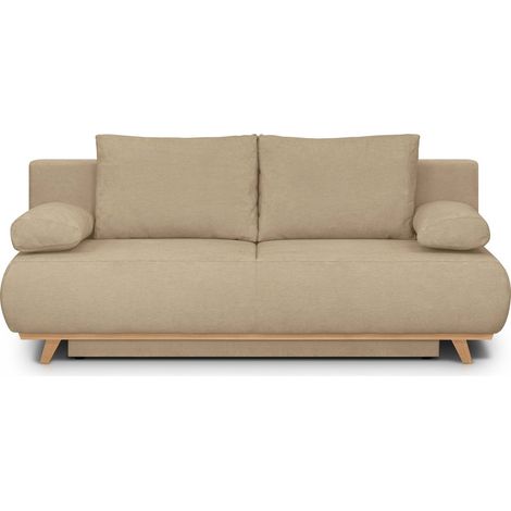 Canapé convertible 3 places avec coffre de rangement en tissu chenille moka - Laria (1/5)