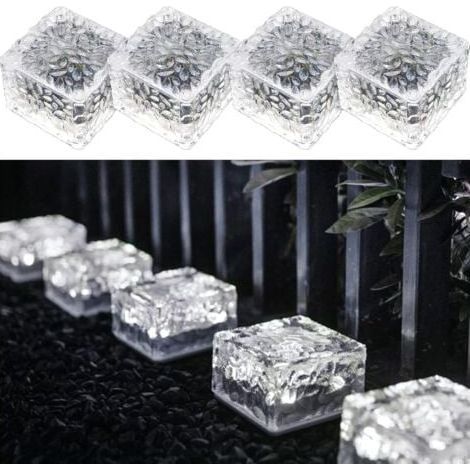 4er-Pack PVC-Solarziegelleuchten mit kaltweißem Licht, LED-Solarziegelleuchten mit Lichtsensor, Ein/Aus-Solarleuchten für die Rasen-, Weg- und Gartendekoration im Freien FLITI (1/4)