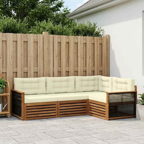 vidaXL Outdoor-Sofagarnitur mit Kissen 4 pcs Natur und Creme (1/5)