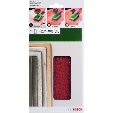 Papier abrasif Bosch 2609256B20 grain G60 autocollant 115x230 mm (1/2)