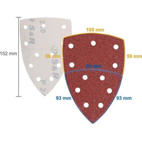 60 Feuilles Abrasives Triangles Papier Poncage Triangulaire Ponceuse Mouse Delta 105 x152 mm Grain P40/60/80/120/180/240 (1/4)