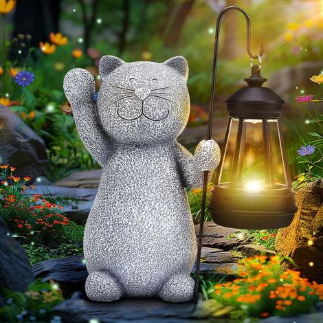 Statue de jardin, lampe solaire, décoration d'extérieur, éléphant, idée cadeau pour maman, femme, homme, anniversaire, maison, balcon, terrasse, décoration, gris (1/5)