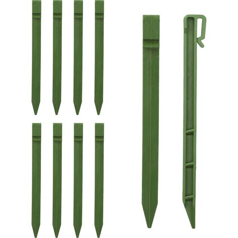 Piquets de filet de sol de jardin, 10 pièces, bordure de paysage pour déprimer les Branches de fruits, plastique robuste vert (1/5)