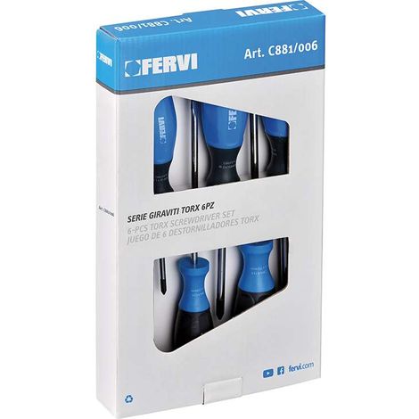 Fervi Giraviti Torx T10-T30 Cromati - Set 6 Pezzi