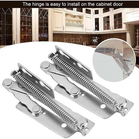 Lot de 2 charnières de porte à ressort en acier – Charnières de placard relevables durables – Accessoires de penderie et quincaillerie de mobilier