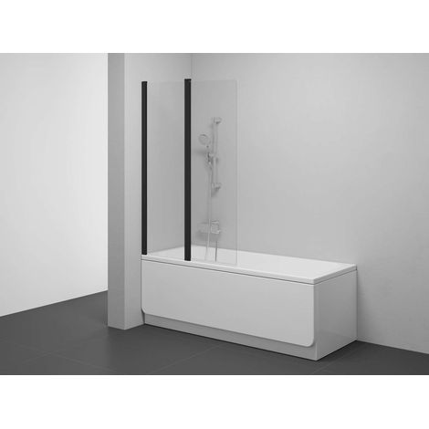 Ravak Chrome - Badewannenabtrennung CVS2-100 L, zweiteilig, 100 x 150 cm, schwarz/klares Glas 7QLA0300Z1 (1/2)