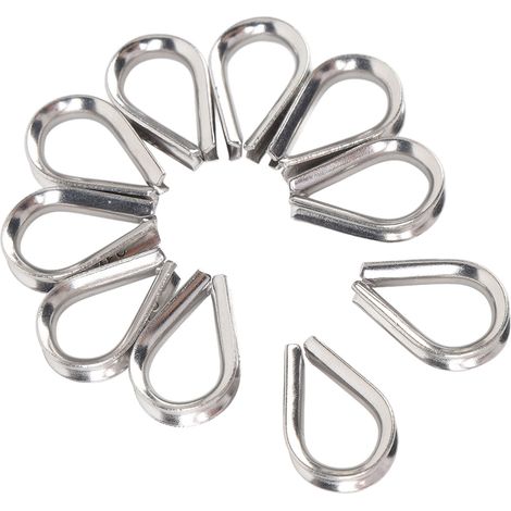Lot de 10 cosses en acier inoxydable 316 pour câbles épais, anneaux triangulaires M3 haute résistance pour le gréement de structures d'ombrage. (1/5)