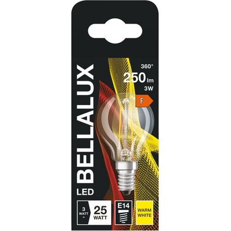 Ampoule LED verre transparent, sphère E14, 2.5W, blanc chaud. (1/3)