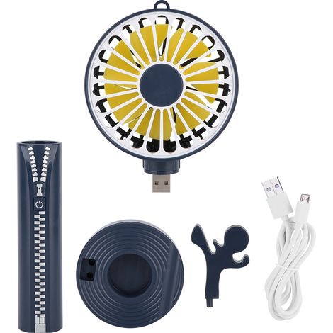 Ventilateur Portatif - Batterie Intégrée 5000 Mah - 3 Vitesses Réglables - Support Téléphone Amovible - Pour Bureau Et Extérieur - 1 Pièce (1/5)