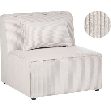 1-Seat Section Beige Corduroy Jumbo Cord Sofa Module Modern Single-Seat LEMVIG (1/5)