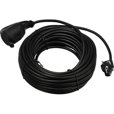 Rallonge de jardin noire 20m (3x1,5 mm²) IP44 prise Schuko Type F - 800.820.110 - HOROZ (1/3)