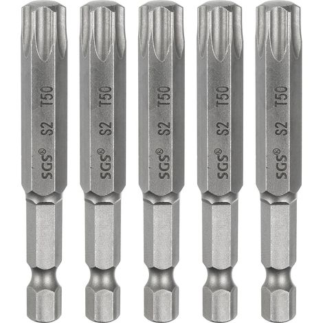 5pcs Embout Tournevis Torx T50 Tige Hexagonale 1/4" Industriel (1/5)