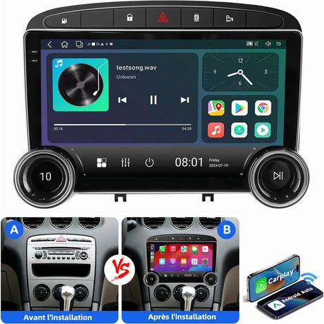 Autoradio 9 pouces Android 14 Carplay GPS SWC pour Peugeot 408 308 2007-2013 4+64G (1/5)