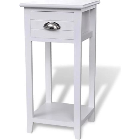Mesita de noche cómoda mueble de dormitorio con 1 cajón blanco 1402168