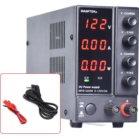 Alimentation de laboratoire, tension de sortie 0-120 V, courant de sortie 3 A, puissance nominale 360 W, affichage numérique, boutons réglables (1/5)