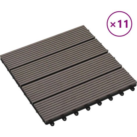 Carreau de terrasse 11 pcs Marron foncé 30 x 30 cm WPC (1/5)