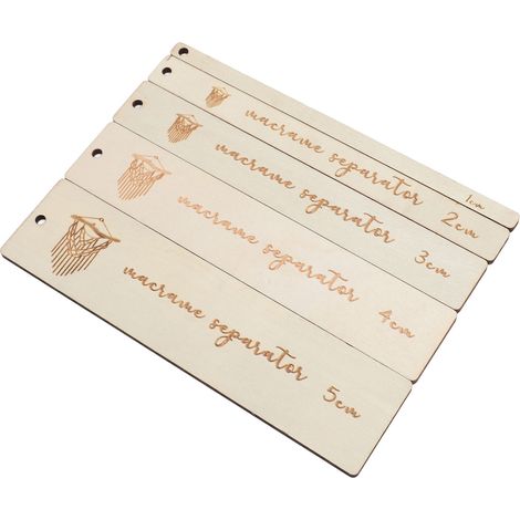 Lot de 5 règles auxiliaires pour planche à macramé, avec graduation transparente, empêchant le déplacement des rectangles et servant d'outil de séparation en bois pour macramé et motifs. (1/5)