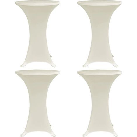 Nappes de table hautes, lot de 4, Ø 80 cm, couleur crème, extensibles (1/5)