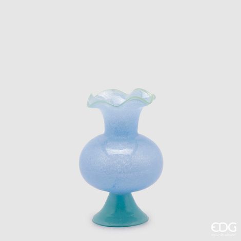 EDG Enzo De Gasperi Vaso Tulipano con Piede H 25 Cm D 17,5 Cm Turquoise