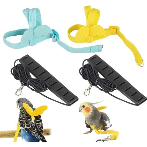 Adjustable Flight Training Rope, 2 Pieces Harness for Parrot Leash, Anti-Bite Rope Elastic Strap for Birds Parrots Cockatoo Macaw (1/5)
