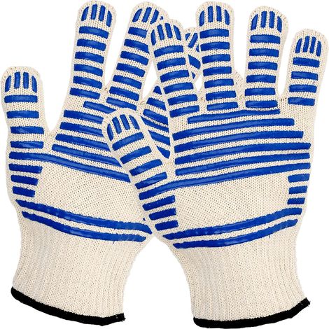 Paire de gants de cuisine résistants à la chaleur, maniques de four et de barbecue, mitaines de grillade, lot de 2, protection thermique pour cuisson et grillades. (1/5)