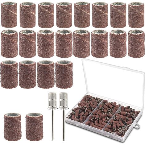 240 PCS Tambour Adaptateur de Band Ponçage Manchon Abrasif Compatible avec Outils Rotatifs Embout Emeri Mandrin pour Ponceuse Grain 80/120/180 Ongles pour Céramique, Pierre (1/5)
