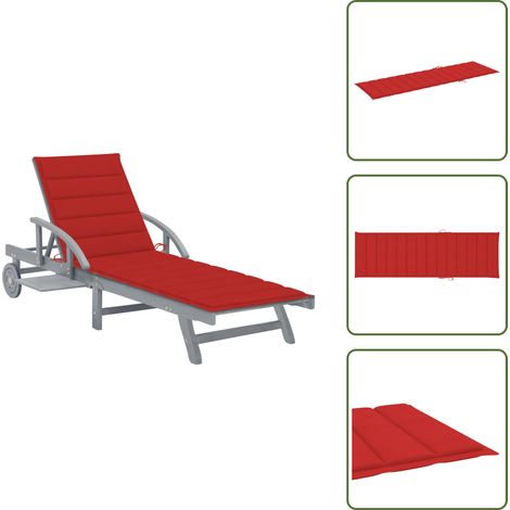 Sonnenliege mit Auflage Akazie Massivholz - Holz-Sonnenliege - Gartenliege - Akzidenzliegenstil - Lounge Chair - Gartenmöbel (1/5)
