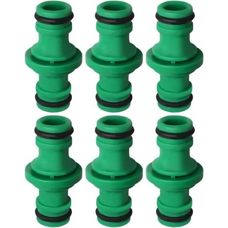 6 pezzi connettore doppio per tubo flessibile, connettore doppio maschio per tubo flessibile in plastica per unire il tubo del tubo da giardino (verde) (1/3)