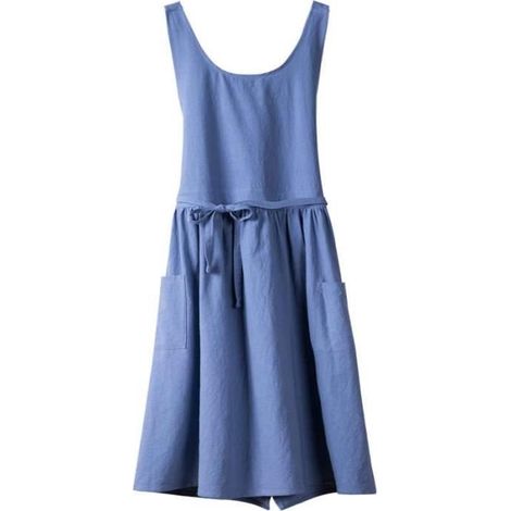 Tablier de ménage en coton – pur coton, col rond – pour cuisine, peinture, jardinage, nettoyage, magasin de fleurs - Bleu