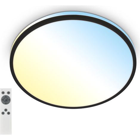 Plafonnier LED avec télécommande, blanc chaud à blanc froid, intensité lumineuse réglable en continu, lampe LED, lampe de salon, lampe de cuisine, éclairage de plafond, 33 x 6 cm, noir (1/5)