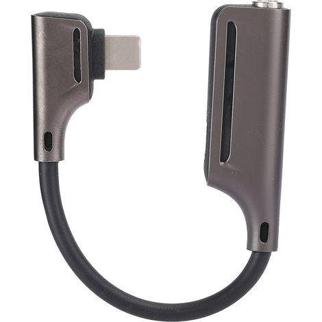 2-in-1 Kopfhörer-Ladeadapter, Aluminiumlegierung, Plug & Play, 3,5-mm-Klinkenstecker für iOS, Schwarz (1/5)