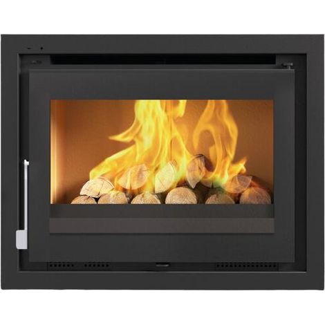 Fm Calefaccion – Insert à bois 12.8 kW – Volume de chauffe 340 m3 – 2 sorties canalisables – Foyer en vermiculite – Accepte bûches jusqu'à 75 cm