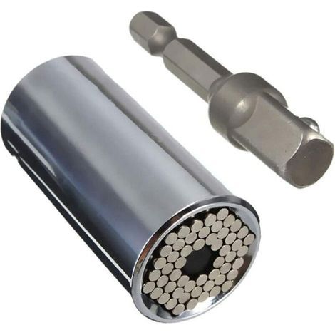 Ahlsen Douille universelle, (7mm-19mm) Outil de réparation à cliquet universel avec adaptateur de clé à rallonge hexagonale 3/8 perceuse adaptateur de clé à main multifonctionnelle (1/5)