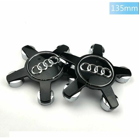 Set di 4 coprimozzi con emblema per cerchi da 135 mm per Audi (neri) (1/3)