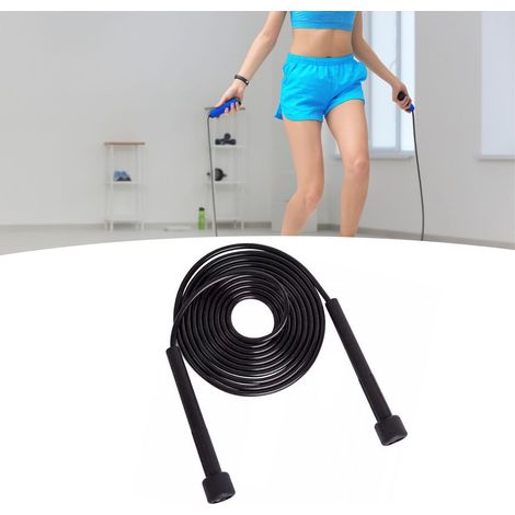 Corde à sauter ajustable pour l'entraînement et le fitness, idéale pour hommes, femmes et enfants. Corde à sauter rapide pour l'exercice, noire. (1/5)