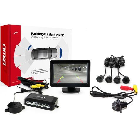 Kit de sensores de estacionamiento TFT01 de 4,3" con cámara LED HD-305, 4 sensores, color negro "dorado". (1/5)