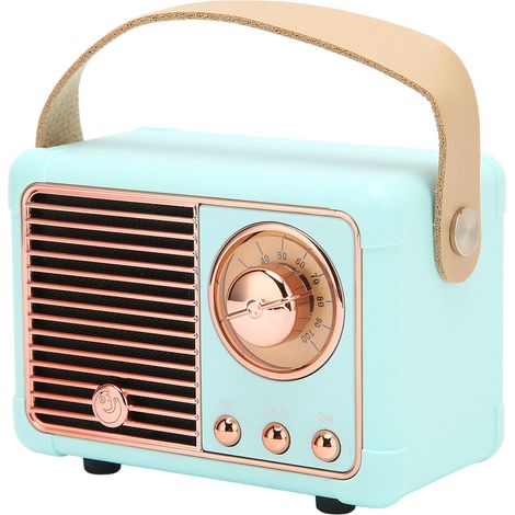 Enceinte Bluetooth rétro HiFi stéréo, transmission rapide, faible consommation d'énergie, portable, style vintage, pour la maison et l'extérieur, bleue. (1/5)