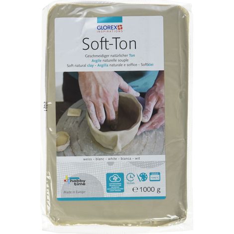 Glorex GmbH Soft TON - Terracotta, 1000 g, indurente all'Aria o al Calore, Argilla, Bianco