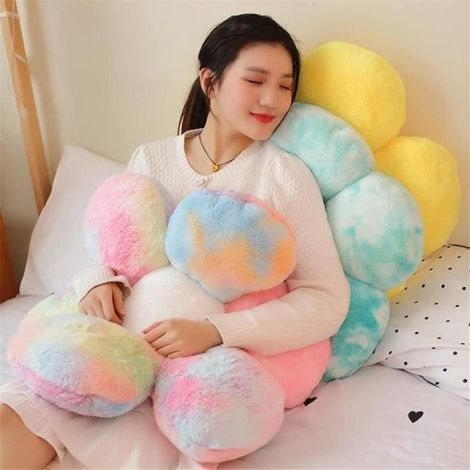 Coussin Chaise Forme Fleur - 30x30 cm - Blanc - Peluche Douce Duveteuse - 1 Pièce (1/3)