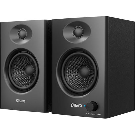 60W Enceintes Bibliothèques Bluetooth 5.3 avec Entrées Multiples (USB/RCA/AUX) – Enceintes HiFi Stéréo 2.0 pour Gaming, Musique, Mix DJ et Platine Vinyle. Paire (1/5)