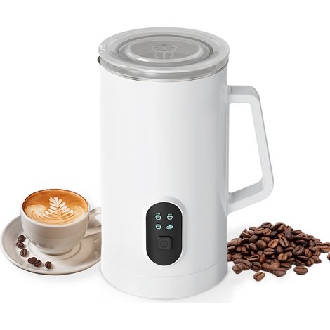 Mousseur à lait électrique 400 W 580 ml (19,61 oz) - Mousseur à lait chaud et froid - Fonctionnement silencieux - Appareil automatique 4 en 1 en acier inoxydable antidérapant - Idéal pour café, latte, (1/2)
