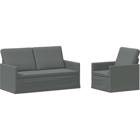 Ensemble de canapés 2 pièces Gris foncé Tissu - 150 × 81 × 82 cm (1/5)