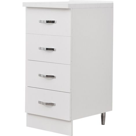 Cassettiera per Cucina Mobile Mobiletto 4 Cassetti Minimal Legno Colore Bianco (1/5)