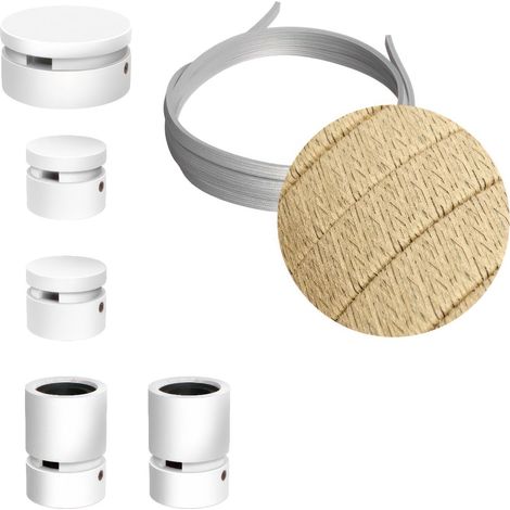 Sistema Filé Wiggle Kit - con cavo di 3 m per catenaria e 5 componenti in legno verniciato bianco per interni