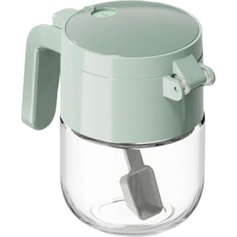Salière verre transparent étanche, couvercle et cuillère, perforations fines, cuisine, sel épices, 200 ml (1/5)